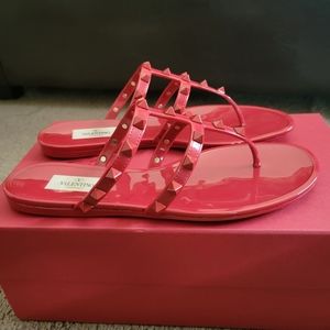 Valentino Garavani Jelly Rockstud Flat Thong Sandals